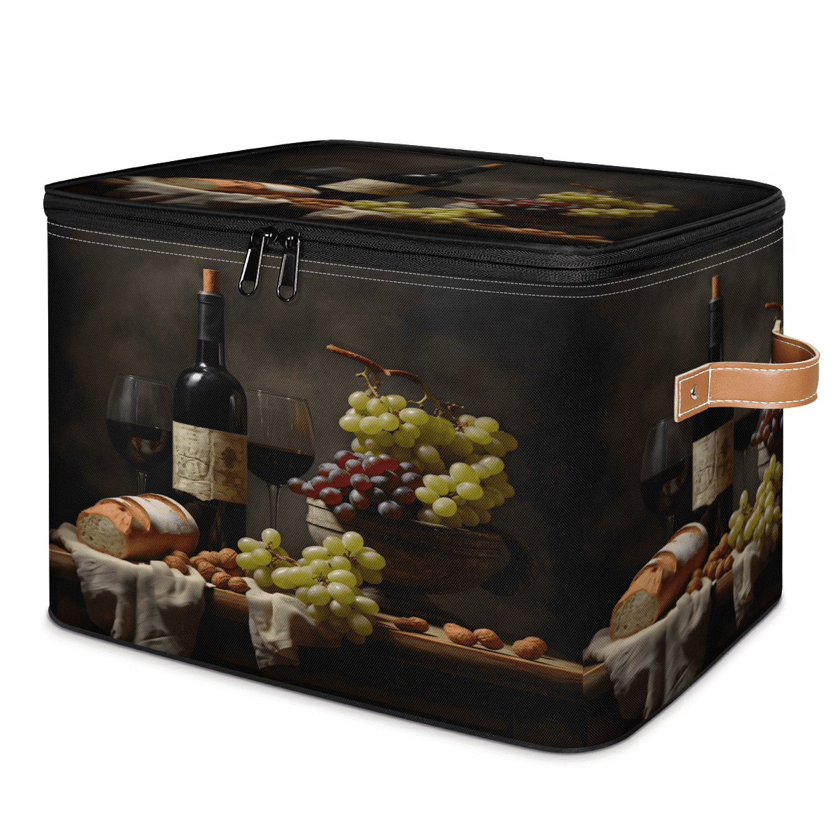CURLYOOT Wine Grape Storage Bin with Zipper Lid, Fabric Decorative ...