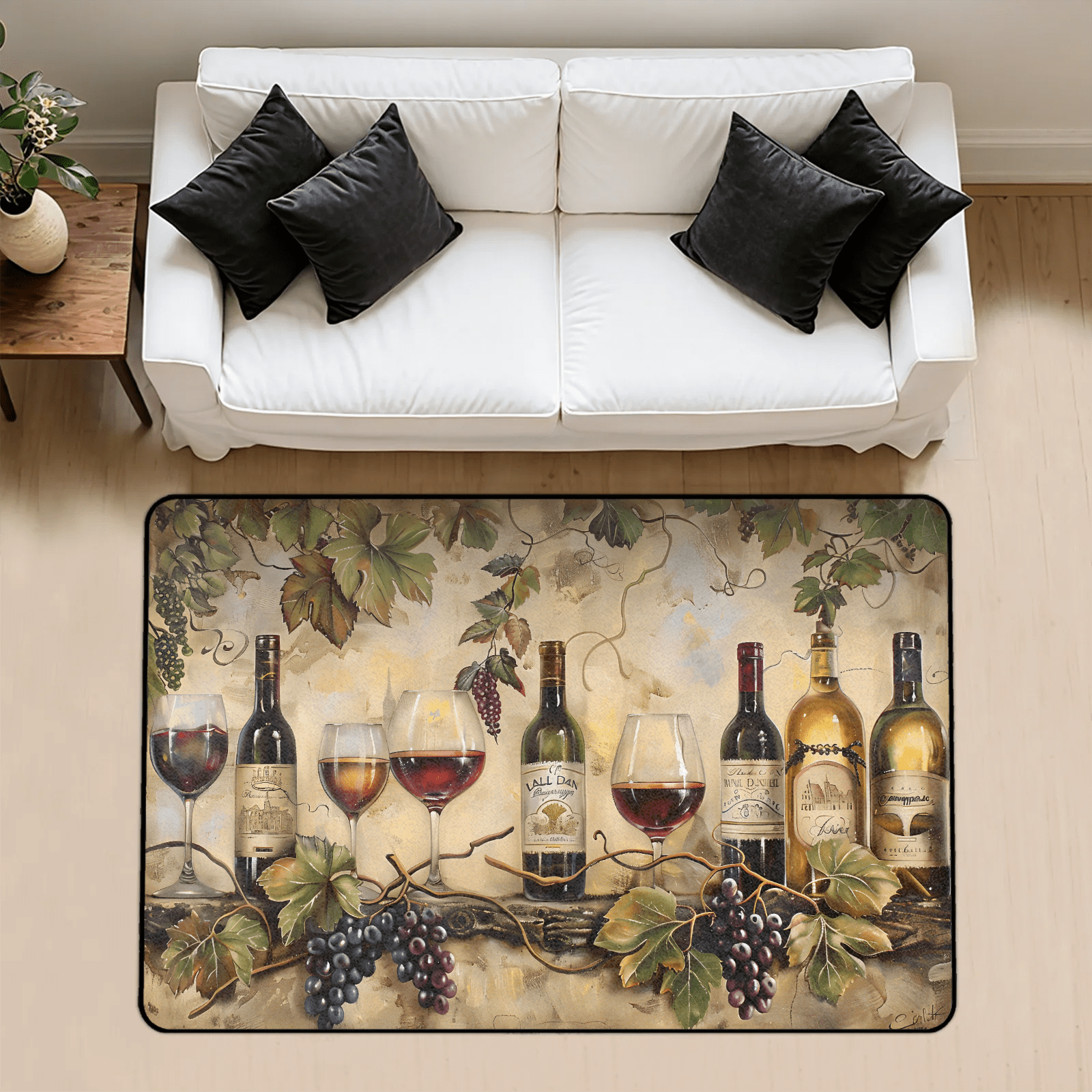 CURLYOOT Wine Themed Vintage Area Rug 3x5 Ft Rugs for Entryway Entrance ...