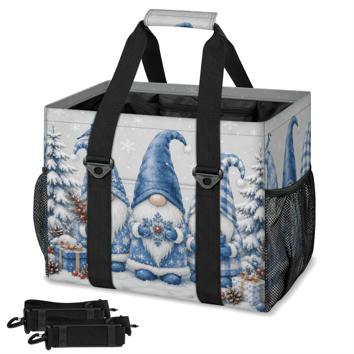 CURLYOOT Winter Blue Gnome Reusable Grocery Bag, Large Shopping Tote ...