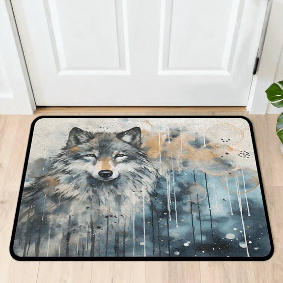 CURLYOOT Wolf Wildlife Indoor Doormat, Non-Slip Absorbent Door Mat 24" x 16", Entrance Floor Mat Washable Entry Doormats for Entryway Front Back Door