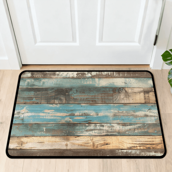 CURLYOOT Wooden Farm Vintage Front Door Mat, Washable Non-Slip Door Mat, Indoor Outdoor Floor Mats Absorbent Welcome Doormat for Entrance 20" x 30"