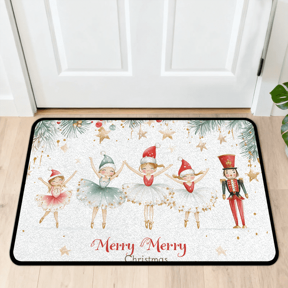 CURLYOOT Xmas Cartoon Nutcrackers Colorful Front Door Mat, Washable Non-Slip Door Mat, Indoor Outdoor Floor Mats Absorbent Welcome Doormat for Entrance 20" x 30"