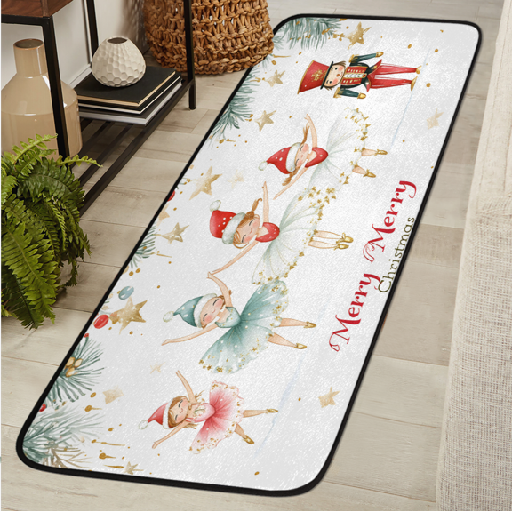 CURLYOOT Xmas Cartoon Nutcrackers Colorful Runner Rug 2'x6' Washable Kitchen Runner Rug Indoor Non Slip Laundry Rugs Floor Carpet for Hallway Kitchen Entryway Bedroom Living Room