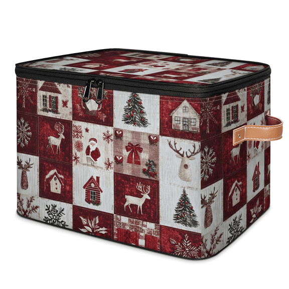 CURLYOOT Xmas House and Animal Tree Storage Bins with Lid, Decorative Fabric Storage Boxes, Foldable Closet Shelf Organizer Baskets for Bedroom, Living Room, Home