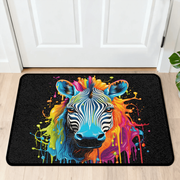CURLYOOT Zebra Indoor Doormat, Non-Slip Absorbent Door Mat 24" x 16", Entrance Floor Mat Washable Entry Doormats for Entryway Front Back Door