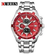 CURREN 8023 Men Red Business Quartz Waterproof Stainless Steel Sports Watch Fashion Wristwatch