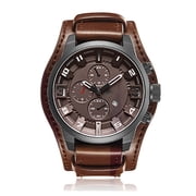 CURREN 8225 Mens Quartz Fashion Wristwatch Top Brand Leather Strap Business Military Dual Display 30M Waterproof Calendar Sport Watch Black Brown Case