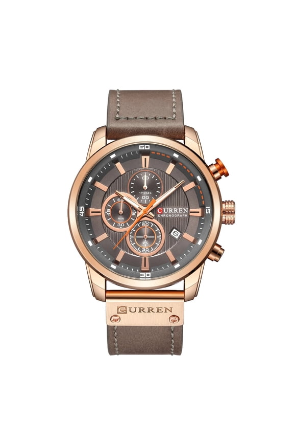 CURREN 8291 Men Gray Brown Chronograph Quartz Waterproof Leather belt Watch Sports Wristwatch