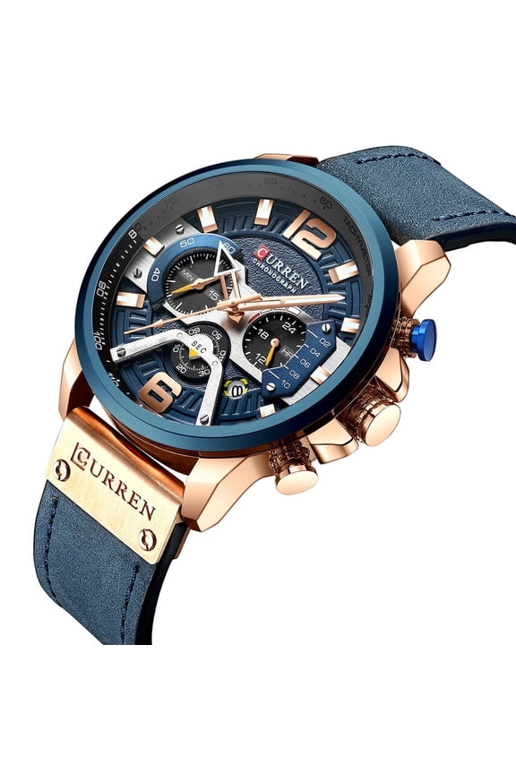 CURREN 8329 Quartz Watch Business Men's Simple Fashion Casual Watch 3 Sub-Dials Calendar 24 Hours Display 3ATM Waterproof Sports Watch