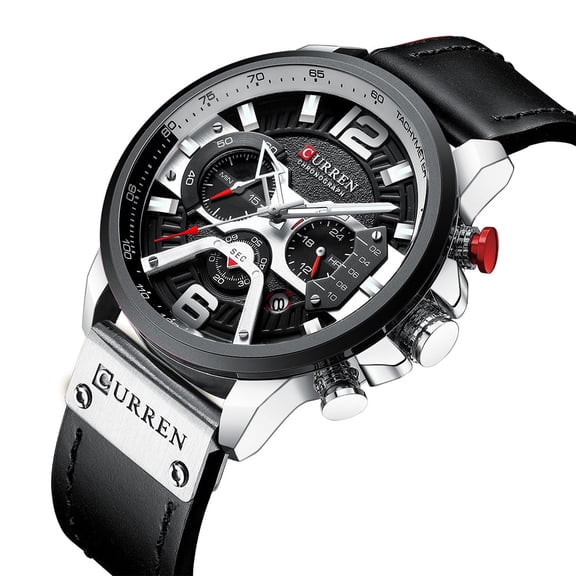 CURREN 8329 Quartz Watch Business Men's Simple Fashion Casual Watch 3 Sub-Dials Calendar 24 Hours Display 3ATM Waterproof Sports Watch