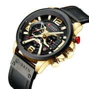 CURREN 8329 Quartz Watch Business Mens Simple Fashion Casual Watch 3 Sub-Dials Calendar 24 Hours Display 3ATM Waterproof Sports Watch