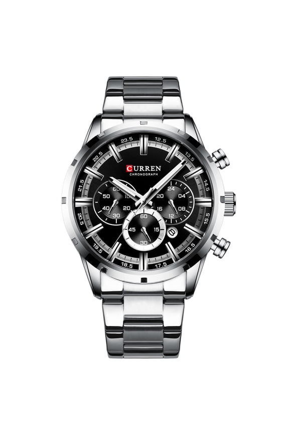 CURREN 8355 Luxury  Business Quartz Men Watch 3ATM Waterproof Large Case Big Dial Luminous Wrist Watch Calendar Minute Second Chronograph 24-hours Three Sub-Dials Wristwatch with Alloy Strap Ba