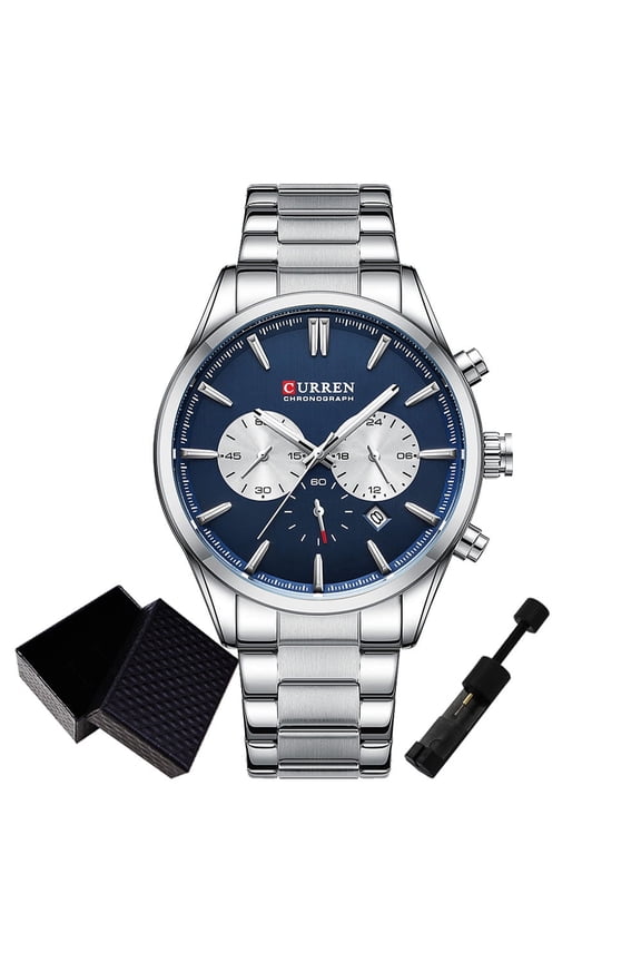 CURREN 8446 Grey Quartz Chronograph Fashion Stainless Steel Male Watch Date Waterproof Wristwatch