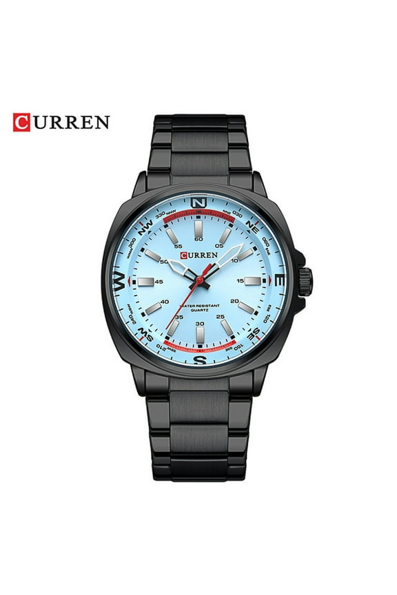 CURREN 8455 Men Ice Blue Quartz Waterproof Stainless Steel Sports Watch Casual Fashion Wristwatch