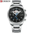 thumbnail image 1 of CURREN Casual Chronograph Black Watches Men Quartz Wristwatch Stainless Steel Band Clock Luminous Hands, 1 of 6