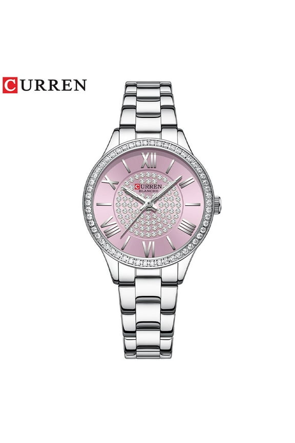 CURREN Fashion Luxuey Quartz Watch Stainless Steel Women's Watches Simple Dial Rhinestones Wristwatch Original Design Clock