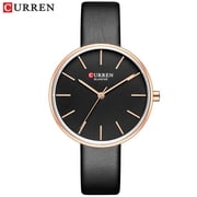 CURREN Fashion Slim Quartz Watches Ladies Leather Strap Wristwatch Womens Watch Black Clock Female Casual Accessories Relojes