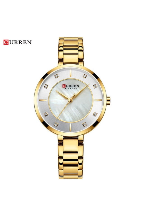 CURREN Ladies Watches Fashion Elegant Quartz Watch Women Dress Wristwatch with Rhinestone Set Dial Rose Gold Steel Band Clock