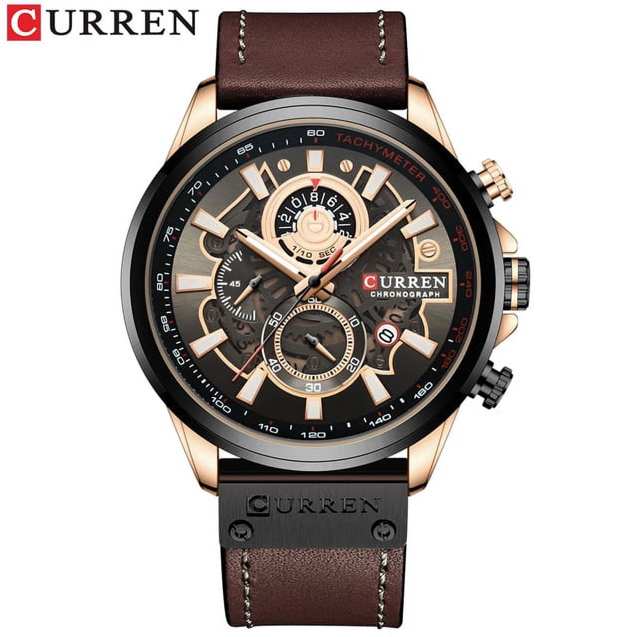 CURREN Luxury Branded Casual Sport Chronograph Watches for Men Leather Quartz Luminous Wristwatch Creative Design Clock
