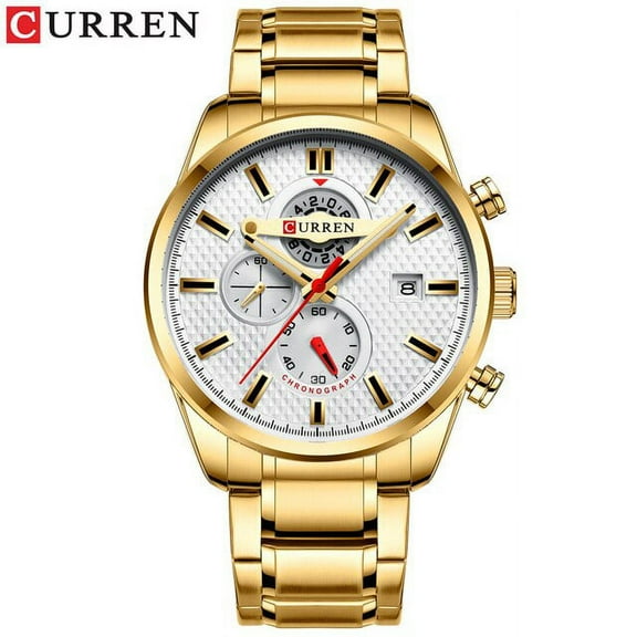CURREN Luxury Business Men's Watch Chronograph and Auto Date Stainless Steel Band Quartz Wristwatch Men Clock Causal Sports