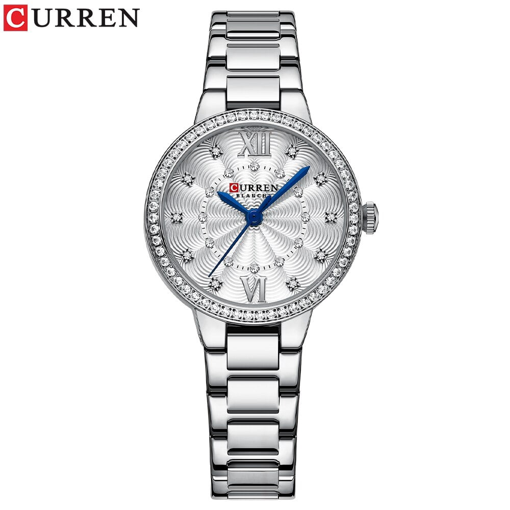 CURREN Luxury Quartz Watch For Women Rose Dial Fashion Rhinestones Wristwatch Stainless Steel Women's Watches Original Brand