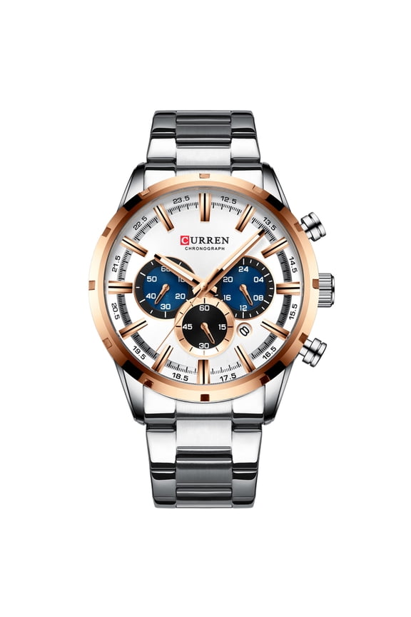 CURREN Men Watch  Business  Wristwatch 3ATM Waterproof Big Dial Luminous Wristwatch Calendar Minute Second Chronograph 24-hours Three Sub-Dials