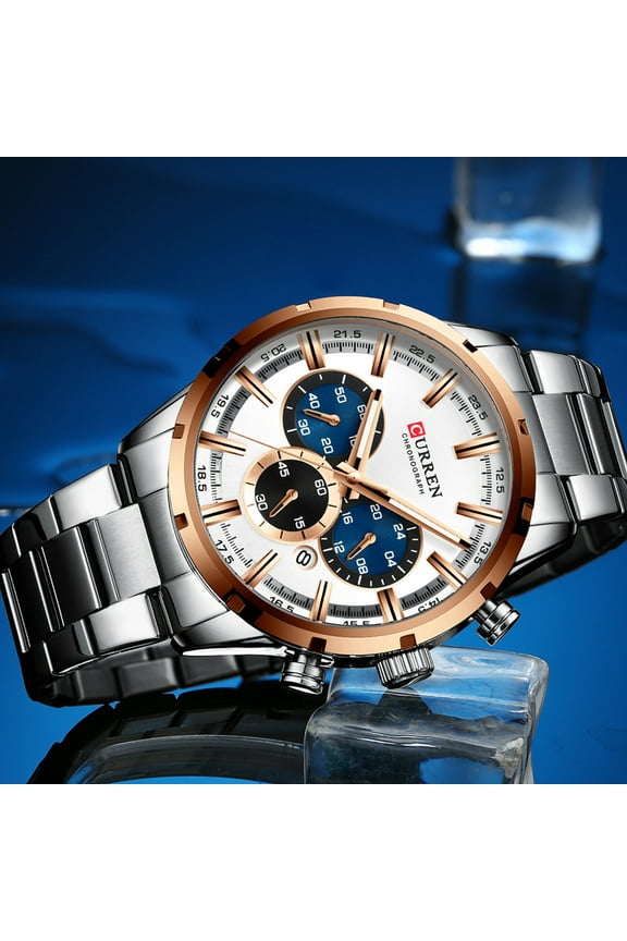 CURREN Men Watch,Calendar Minute Second Wristwatch Waterproof Case Dial Luminous Wrist Watch 8355 Luxury 3ATM Waterproof Quartz Men Second Sub-Dials Men Watch Luxury Business Luxury Classic Business