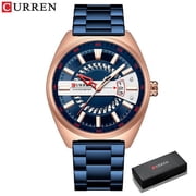 CURREN Men Watch Stainless Steel Band Luxury Quartz Wristwatches for Male Creative Design Golden Clock with Luminous