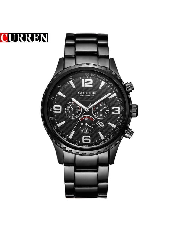 CURREN New Fashion Black Stainless Full Steel Strap Relogio Male Clock Men Wristwatch Quartz Sport Watch Waterproof Montre Homme