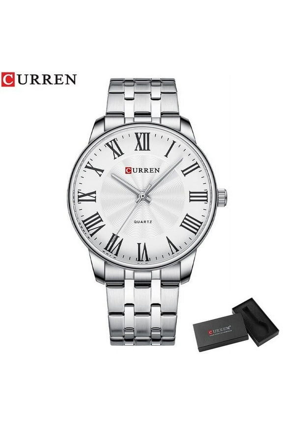 CURREN New Luxury Brand Mens Watches Casual Business Quartz Wristwatches with Roman Numbers Simple Style Stainless Steel Clock