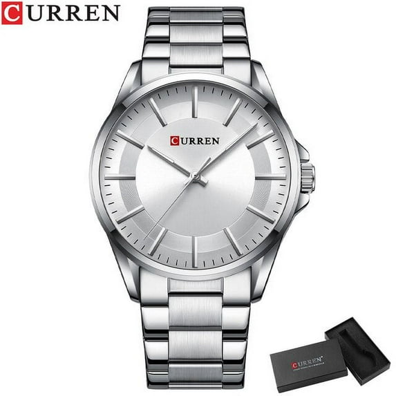 CURREN Simple Style Stainless Steel Strap Quartz Wristwatches for Man Luxury Business Watches with Luminous Hands