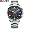 thumbnail image 1 of CURREN Sports Multi Function Watches for Men New Stainless Steel Quartz Wristwatches with Luminous Hands Clock, 1 of 6