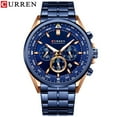 thumbnail image 1 of CURREN Stainless Steel Men's Watches Calendar 25 Hours Clock Simple Quartz Watch Fashion Sport Chronograph Wristwatch For Man, 1 of 1