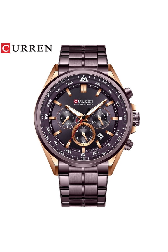 CURREN Stainless Steel Men's Watches Calendar 28 Hours Clock Simple Quartz Watch Fashion Sport Chronograph Wristwatch For Man
