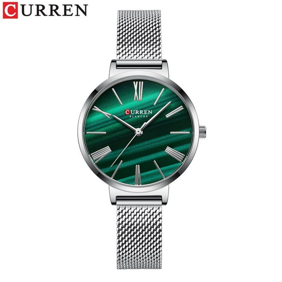 CURREN Top Luxury Malachite Green Quartz Watches Women Dress Watch Fashion Leather Strap Elegant Wristwatch Ladies Gift Clock