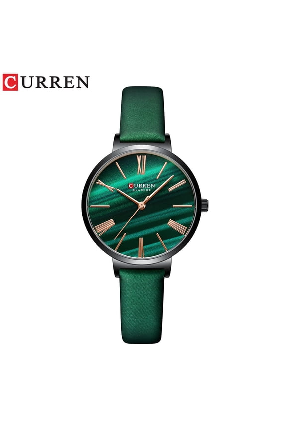 CURREN Top Luxury Malachite Green Quartz Watches Women Dress Watch Fashion Leather Strap Elegant Wristwatch Ladies Gift Clock