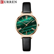 CURREN Top Luxury Women Quartz Watches Malachite Green Dress Watch Fashion Leather Strap Elegant Wristwatch Ladies for Gift