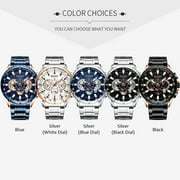 CURREN Watch 8363 Men Quartz Wristwatchwith Stainless Steel Strap Band Three Sub-Dials Waterproof Luminous Hands Silver and White Dial