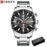 CURREN Watch Men's Wristwatch with Stainless Steel Band Fashion Quartz Clock Chronograph Luminous pointers Unique Sports Watches