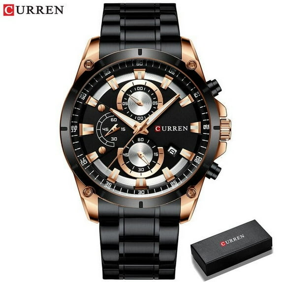 CURREN Watch Quartz Male watches Fashion Chronograph Clock Mens Gift Casual Stainless Steel Wristwatch