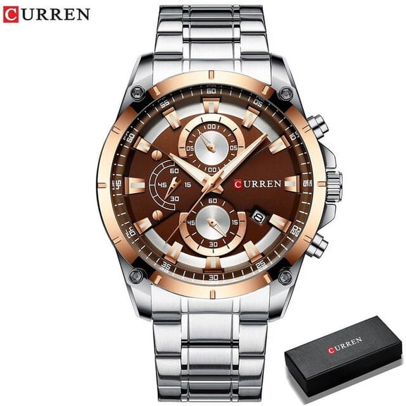 CURREN Watch Quartz Male watches Fashion Chronograph Clock Mens Gift Casual Stainless Steel Wristwatch