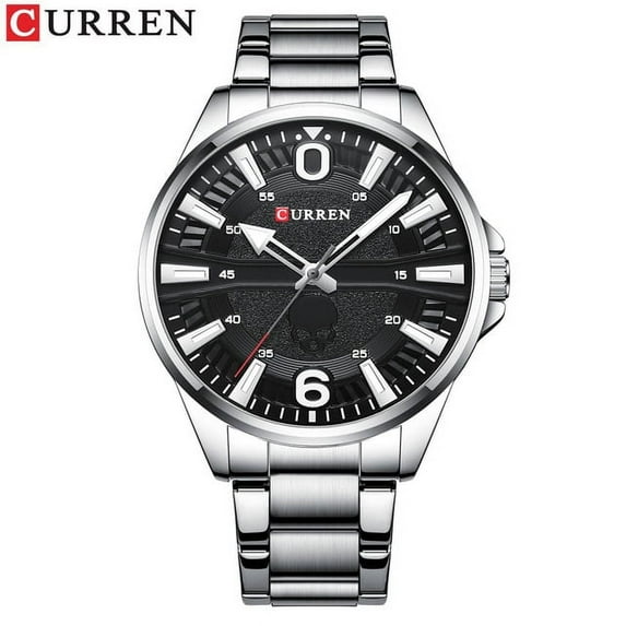 CURREN Watches Mens 2021 Fashion Casual Clock Stainless Steel Black Quartz Wristwatch for Male Часы Мужские Наручные