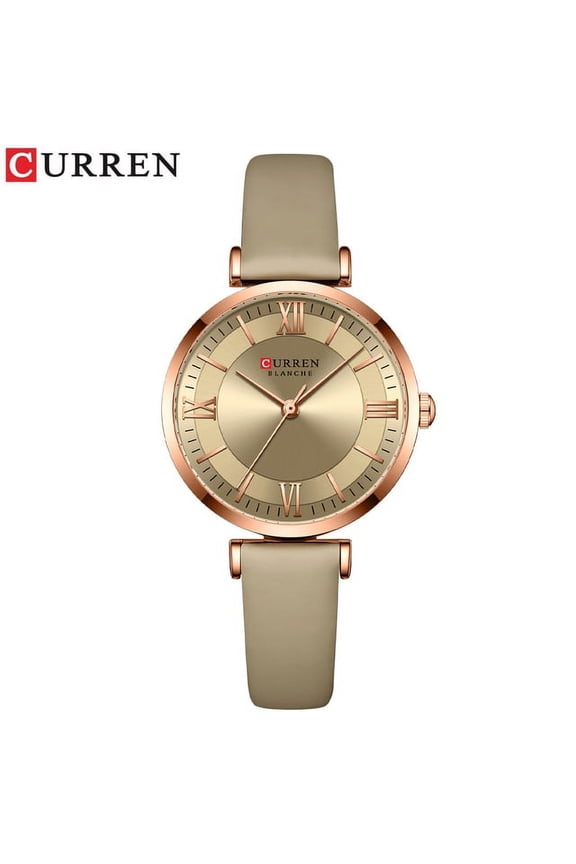 CURREN Watches Women's Fashion Grace Quartz Clock Ladies Simple Leather Wristwatch Relogio Feminino
