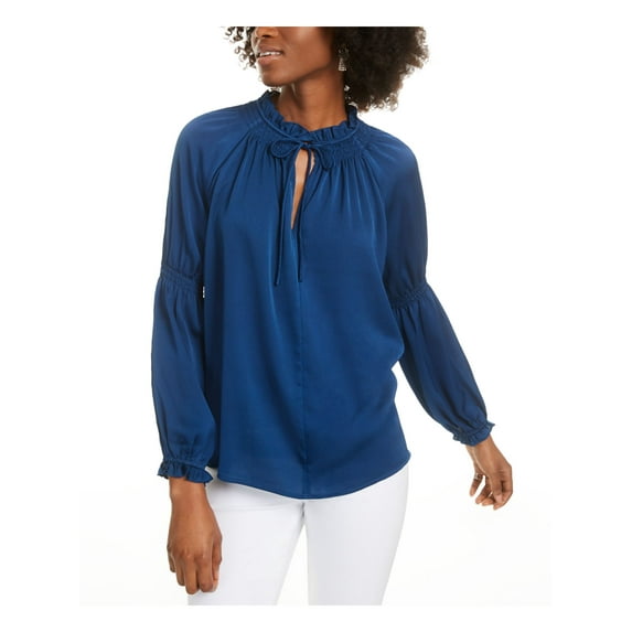 CURRENT AIR $69 Womens New Blue Long Sleeve Casual Top XS B+B