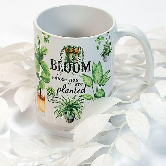 CURRENT Bloom Where You're Planted Personalized Mug - Ceramic Novelty Coffee Cup, 11 oz, Dishwasher and Microwave Safe, Festive, Gifts, Add Names