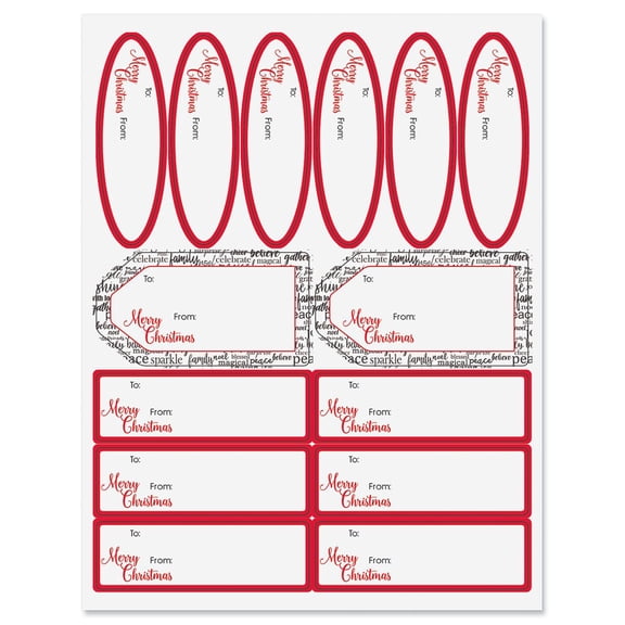 CURRENT Christmas Saying To/From Labels- Set of 42 Include 3 Sizes/Shapes, Christmas Gift Presentation, Holiday, Celebration