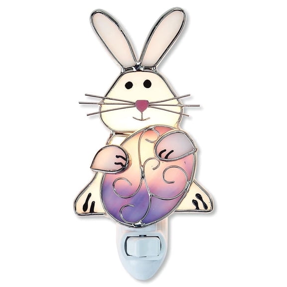 Current Stained Glass Easter Night Light - 7.5" Tall Bunny Nightlight, Easter Decor