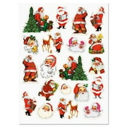 CURRENT Retro Santa Stickers - 40 Stickers, Two 8-1/2" x 11" Sheets, Christmas Themed, Great for Teachers, Students, Scrapbooking, DIY Arts and Crafts, Gift Wrap