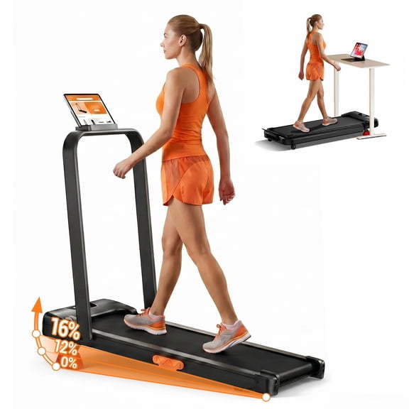 CURSOR 2.5HP Walking Pad Treadmill with 16% Incline, 350 lbs Capacity Under Desk Treadmill for Home Office, LED Display & Remote Control