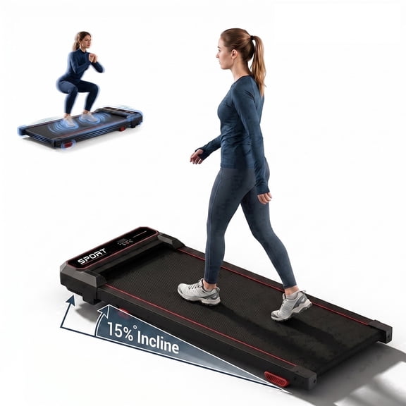 CURSOR FITNESS 3-in-1 Walking Pad with 15% Incline, 3.0HP Under Desk Treadmill with Vibration Plate, 300LBS Capacity, Remote Control & LED Display